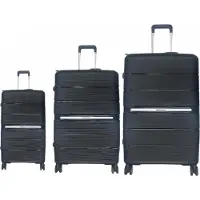 Hoffmans set de valises rigides en 3 parties avec 4 roues doubles, système de roulettes à 360° avec noir très silencieux