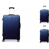 Hoffmans ensemble de 3 valises rigides "vertical line" ABS Trolley serrure à combinaison valise système de roulettes 360 degrés coque rigide valise de voyage avec 4 roues doubles Midblau