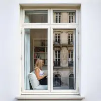 DIMEXACT - Brise vue pour fenêtre à grand vitrage vis-à-vis lointain - alu clair - 75 cm x 2.5 m - en Rouleau