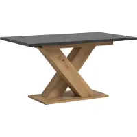 Ebuy24 Motion table de salle à manger pieds X 90x150/190 cm avec 1 rallonge gris, chêneReproduction.