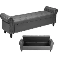 Vevor Banc Coffre en Cuir PU 166 cm