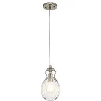 Kichler Suspension Riviera, nickel brossé, 1xE27x60W, métal, dimensions : 217,9 x 15,2 x 15,2 cm, IP20,
