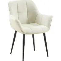 CLP Chaise de salle à manger Roseville, matelassée, couleur crème, en tissu