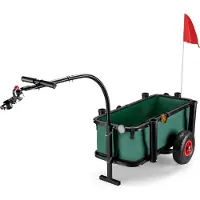 Wiltec Chariot de pêche Vert Noir 1600 x 500 x 800 mm Charge 50 kg Remorque de Vélo Diable Transport Matériel de Pêche Charrette de manutention Activités extérieures