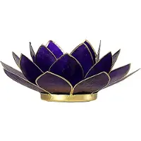 Bahadra Lotus Lumière Atmosphérique Chakra 7 Violet Or Garniture - 13,5 Cm