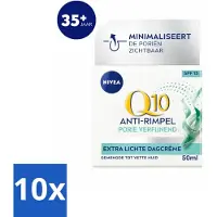 Nivea - Q10 POWER Crème de Jour - Crème visage anti-rides - Resserre les pores - Peaux mixtes à grasses - SPF 15 - 50 ml - Pack avantage - 10 pièces