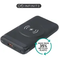 ESTUFF INFINITE - Banque de puissance inductive - chargement magnétique - Li-Pol - 10000 mAh - 37 Wh - 20 Watt - 3 A - PD, QC 3,0 - 2 ports de sortie (USB type A, 24 broches USB-C) - noir (ES641042)
