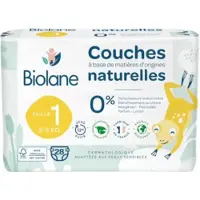 Biolane - Couches Naturelles Taille 1 - Ultra-Absorbant Pas de Fuite - 28 unités 28 pc(s) Bandage(S)