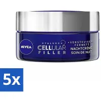 Nivea - Crème de nuit - Cellular Expert Filler Anti-Aging - Pour tout type de peau - Avec acide hyaluronique & acide folique - Anti-rides & hydratant - 50 ml - Pack avantage - 5 pièces