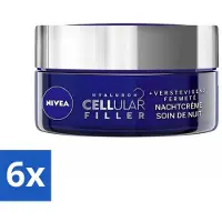 Nivea - Crème de nuit - Cellular Expert Filler Anti-Aging - Pour tout type de peau - Avec acide hyaluronique & acide folique - Anti-rides & hydratant - 50 ml - Pack avantage - 6 pièces