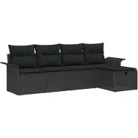 vidaXL Ensemble de canapé de jardin avec coussins 5 pcs noir poly rotin