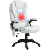 Vinsetto Fauteuil de bureau direction massant chauffant hauteur réglable dossier inclinable effet laine bouclée blanc