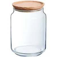 Luminarc Pure Jar - Pot de rangement avec couvercle en bois - 2 litres - (Ensemble de 6).