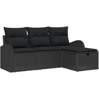 vidaXL Ensemble de salon , 4 pièces, noir, en résine tressée