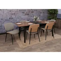 Mendler Ensemble de 6 chaises de salle à manger HWC-O44, chaise de cuisine, structure en bois massif, revêtement en tissu (370g/m²), , couleur : naturel, gris clair