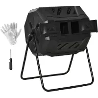 Outsunny Composteur de jardin - bac à compost pour déchets - rotatif 360° - double chambre 160 L - acier PP noir