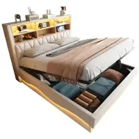 MODFU Lit Banquette Simple 90x200 cm Bois Massif avec Rangement Intégré et Ports USB, Fonctionnel pour Chambre Enfant ou Ado - Blanc