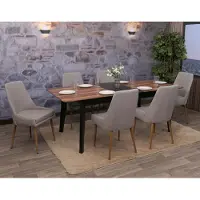 Mendler Lot de 6 chaises de salle à manger HWC-O27, chaise de cuisine rembourrée Chaise, tissu/textile (280g/m²) métal gris clair