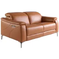 Angel Cerdá - Canapé relax 2 places en cuir marron, 154 x 108 x 77 cm - Confort avant-gardiste avec systèmes de relaxation électriques et pieds en acier inoxydable pour un salon moderne