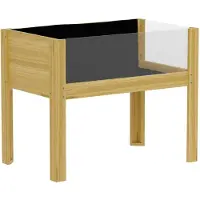 Outsunny Jardinière sur pieds, carré potager de jardin sur pieds avec panneaux en acrylique et trous de drainage, potager surélevé en bois pour fleurs, herbes, légumes, 75 x 46 x 60,5 cm, bois naturel
