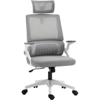 Vinsetto Chaise de Bureau Fauteuil de Bureau Ergonomique avec Support Lombaire et appuie-tête réglable Tissu en Maille Respirante Gris
