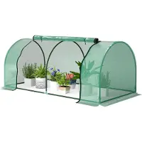 Outsunny Serre de Jardin mini serre à tomates dim. 2L x 1l x 0,8H m Porte zippée bâche PE Acier Vert