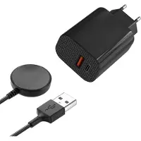 Phonillico Chargeur Secteur 12W + Cable Compatible avec Samsung Galaxy Watxh 6 / Watch 5 / Watch 4 / Watch 4 classic / Watch 3 / active 2 / active - Charge Montre