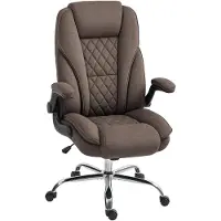 HOMCOM Fauteuil de bureau accoudoirs relevables tissu en velours marron