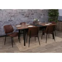 Mendler Lot de 6 chaises de salle à manger HWC-O44, chaise de cuisine, bois courbé, similicuir Öko-Tex MVG aspect noyer, brun vintage