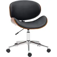 Vinsetto Chaise de bureau manager design vintage pivotante réglable bois peuplier acier chromé synthétique noir