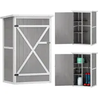 Outsunny Armoire abri de Jardin Remise pour Outils Bois de Sapin pré-huilé Toit bitumé incliné - Grande Porte verrouillable loquet - 2 étagères - dim. 75L x 56l x 115H cm