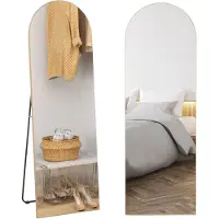 HOMCOM Miroir sur pied ou mural dim. 50L x 150H cm ton doré