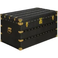 Angel Cerdá – Coffre avec Plateaux Amovibles – Design Moderne et Classique – 93 x 54 x 50 cm – Structure en MDF et Revêtement en Cuir d’Origine Bovine Noir