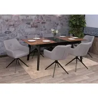 Mendler Lot de 6 chaises de salle à manger HWC-O47, chaise de cuisine avec accoudoirs, tissu 270 g/m² gris clair