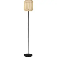 HOMCOM Lampadaire sur pied salon lampadaire vintage en métal pour salon abat-jour en corde de papier - design naturel - base E27 Max. 40W - Ø 26 x 164H cm