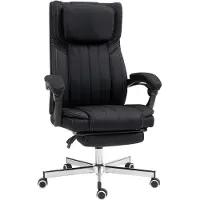 Vinsetto Chaise bureau fauteuil de bureau chaise ergonomique hauteur réglable dossier inclinable accoudoirs repose-pieds et appui-tête siège de bureau à roulettes pivotantes 65x61x105-113cm noir
