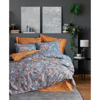 L'essentiel Maison , Alekra - Mustard, parure de couette simple Ranforce (FR), moutarde, 100 % COTON RANFORCE, 140 x 200 cm