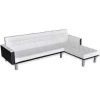 vidaXL Canapé-lit en L en similicuir blanc