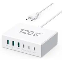 ICI ET MAINTENANT Chargeur Usb C 120W Charge Rapide 6 Port Pr Usb C Multiple Gan Pd+Qc Adaptateur Secteur Usb C Chargeur Compatible Avec Iphone/Samsung/Google/Tablette/Mobile Power Et Autres Appareils Usb (Bl[X2429]