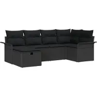 vidaXL Ensemble de canapés de jardin , 6 pièces, noir, en résine tressée