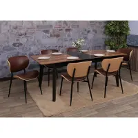Mendler Lot de 6 chaises de salle à manger HWC-O45, chaise, bois courbé, similicuir 280 g/m², Öko-Tex MVG naturel, brun vintage
