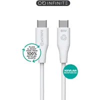 ESTUFF Câble de charge USB C vers USB C, 1m, blanc 100% plastique recyclé, Super Soft (ES604170)