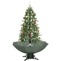 vidaXL Sapin de Noël à neige avec pied de parasol Vert 170 cm