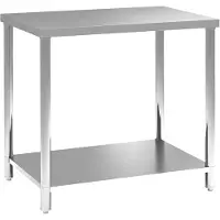 HOMCOM Table de travail à 2 étagères, établi d'atelier en acier inoxydable, plan de travail pour atelier, garage, hangar, charge 100 kg, 90 x 60 x 86 cm, argenté
