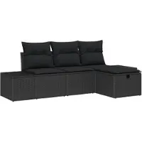vidaXL Ensemble de canapés avec coussins 4 pcs Poly-Rattan