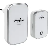 Greenblue Sonnette de porte sans fil Système de sonnerie cinétique sans pile avec 38 mélodies, portée jusqu'à 200 m, IP44 (1x récepteur de prise + 1x