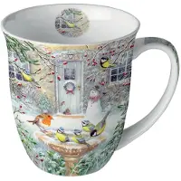 Ambiente Mug En Porcelaine Fine Oiseaux DHiver  0,4 Litre