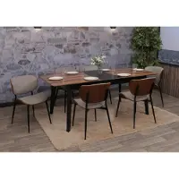 Mendler Lot de 6 chaises de salle à manger HWC-O45, bois courbé, tissu (370 g/m²) certifié Oeko-Tex MVG aspect noyer, gris clair