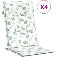 vidaXL Coussins De Chaise À Dossier Haut 4 Pcs Modèle De Feuille Tissu