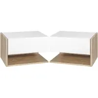 HOMCOM Lot de 2 tables de chevet murales - lot de 2 tables de nuit - tiroir coulissant, étagère - aspect chêne clair blanc